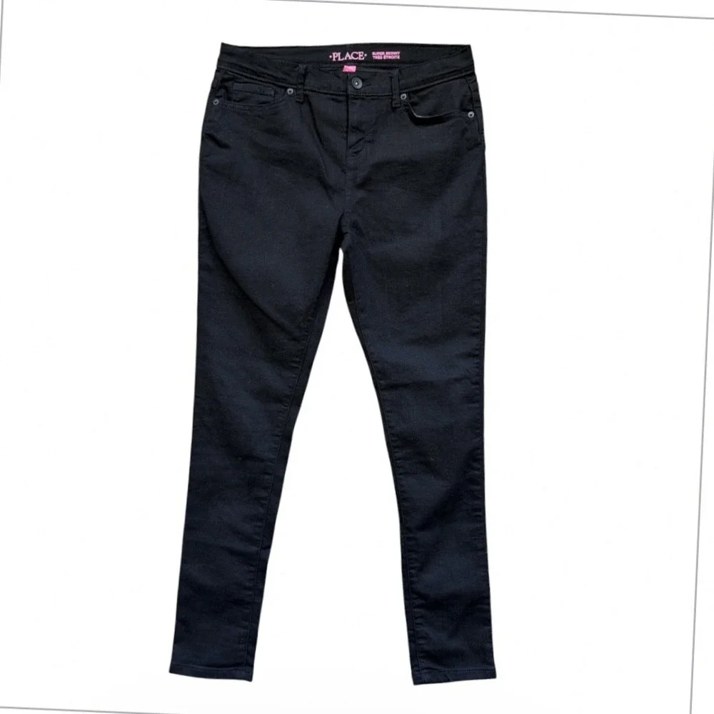The Children's Place Super Skinny Jeans Girls 14 Plus Black Stretch Denim Pants